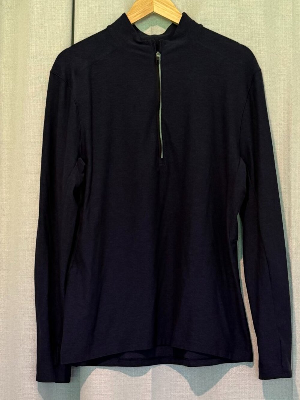 Lululemon Surge Warm 1/2 Zip Heathered Cerulean Blue Black Men’s Large - Picture 5 of 9